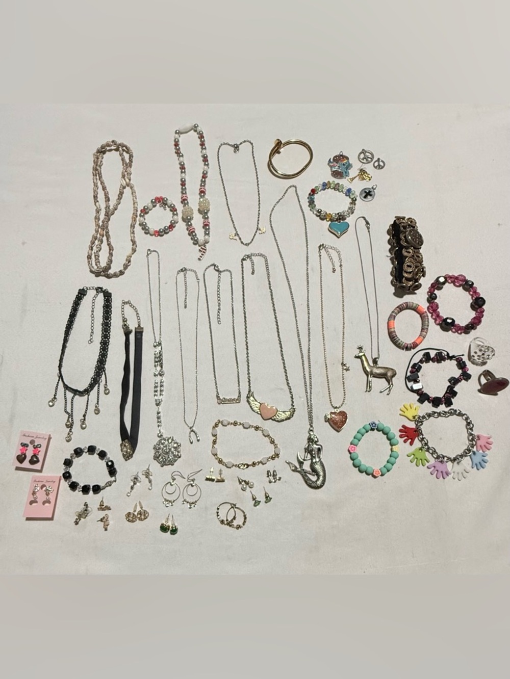 Huge Lot Young Girl’s costume jewelry Earrings, Bracelet, Necklace, Rings